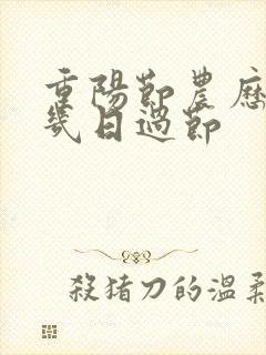 重阳节农历几月几日过节