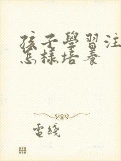 孩子学习注意力怎样培养