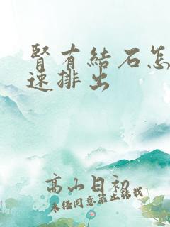 肾有结石怎么快速排出