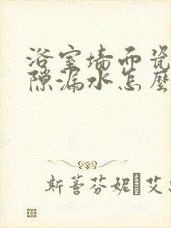 浴室墙面瓷砖缝隙漏水怎么办