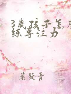 3岁孩子怎么训练专注力