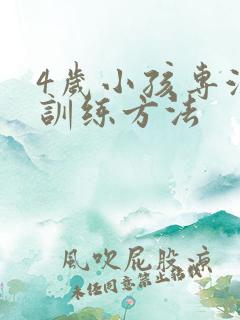 4岁小孩专注力训练方法