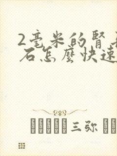 2毫米的肾长结石怎么快速排出