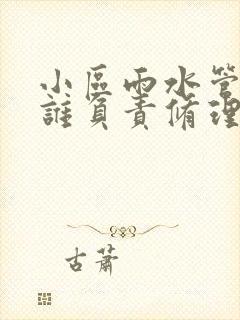 小区雨水管漏水谁负责修理