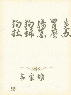 狗狗肠胃炎呕吐拉稀怎么办