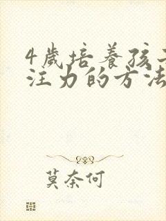 4岁培养孩子专注力的方法