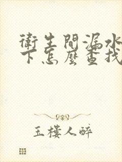 卫生间漏水到楼下怎么查找漏水点多少钱