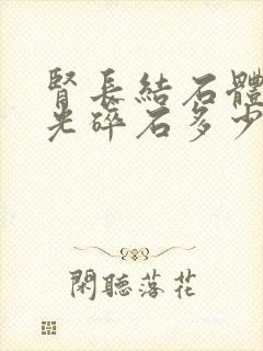 肾长结石体外激光碎石多少钱一次