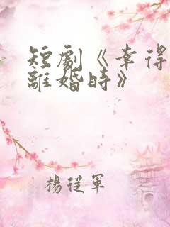 短剧《幸得相遇离婚时》