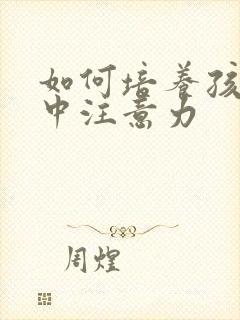 如何培养孩子集中注意力