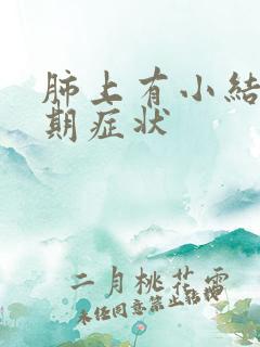 肺上有小结节早期症状