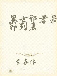 异世邪君最新章节列表