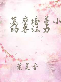 怎么培养小孩儿的专注力