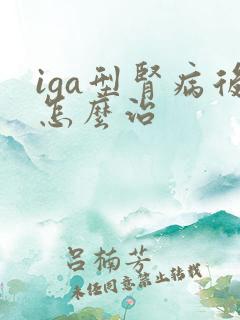 iga型肾病后怎么治
