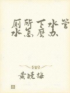 厕所下水管道渗水怎么办