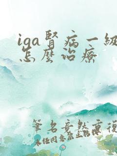 iga肾病一级怎么治疗