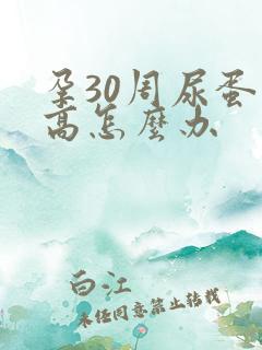 孕30周尿蛋白高怎么办