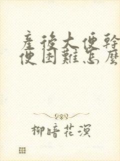 产后大便干燥排便困难怎么办