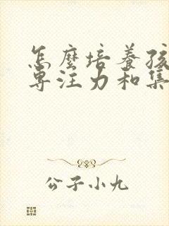 怎么培养孩子的专注力和集中注意力