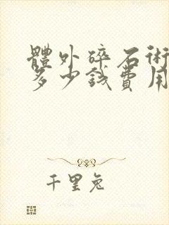 体外碎石术需要多少钱费用