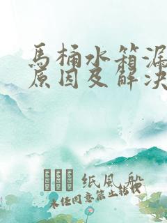 马桶水箱漏水的原因及解决方法