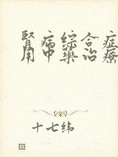 肾病综合症可以用中药治疗吗