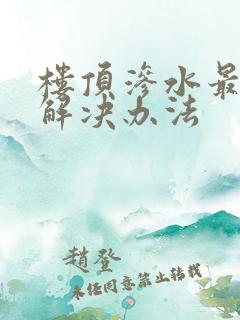 楼顶渗水最好的解决办法