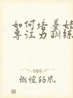 如何培养娃娃的专注力训练方法