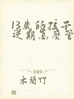 13岁的孩子叛逆期怎么管教