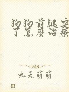 狗狗前腿突然瘸了怎么治疗