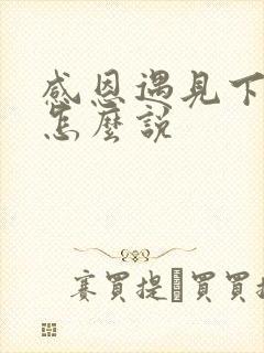 感恩遇见下一句怎么说