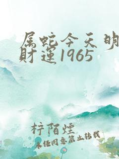 属蛇今天明天偏财运1965