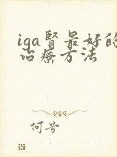 iga肾最好的治疗方法