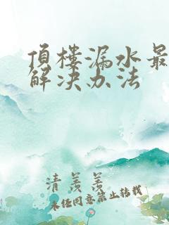 顶楼漏水最好的解决办法