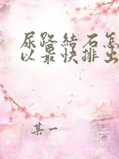 尿路结石怎样可以最快排出