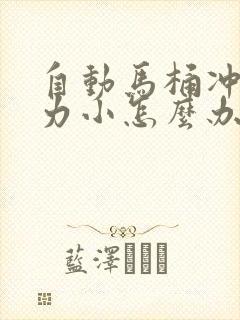 自动马桶冲水压力小怎么办