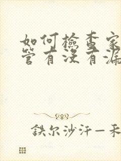 如何检查家里水管有没有漏水