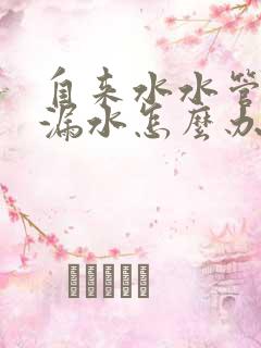 自来水水管坏了漏水怎么办