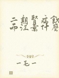 二期肾病饮食方面注意什么