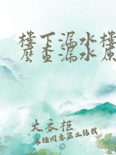 楼下漏水楼上怎么查漏水原因