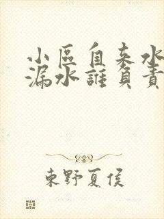 小区自来水水管漏水谁负责维修