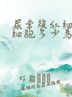 尿常规红细胞白细胞多少为正常