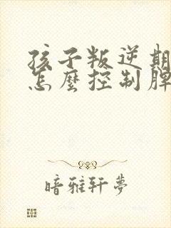 孩子叛逆期家长怎么控制脾气