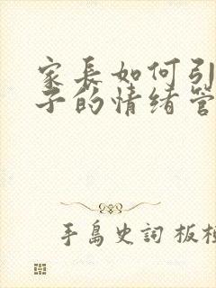 家长如何引导孩子的情绪管理