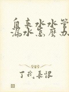 自来水水管接头漏水怎么办