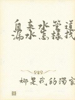 自来水管道地下漏水怎样找到