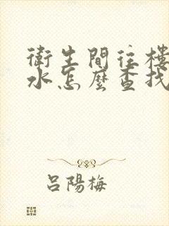 卫生间往楼下漏水怎么查找漏水点