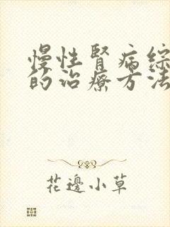 慢性肾病综合症的治疗方法