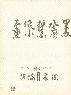 手机掉水里声音变小怎么办