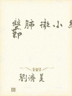 双肺 微小 结节